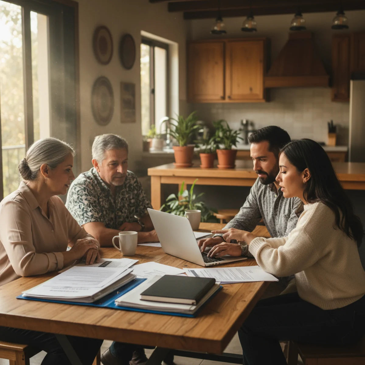 Family discussing child support calculation at home — Alaska