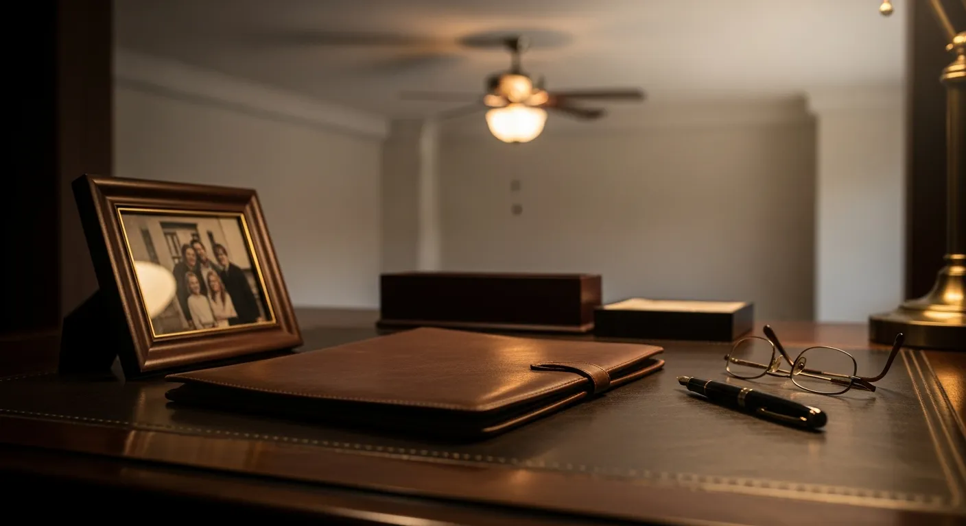 Family law attorney's desk with legal documents in Chambers County, Alabama
