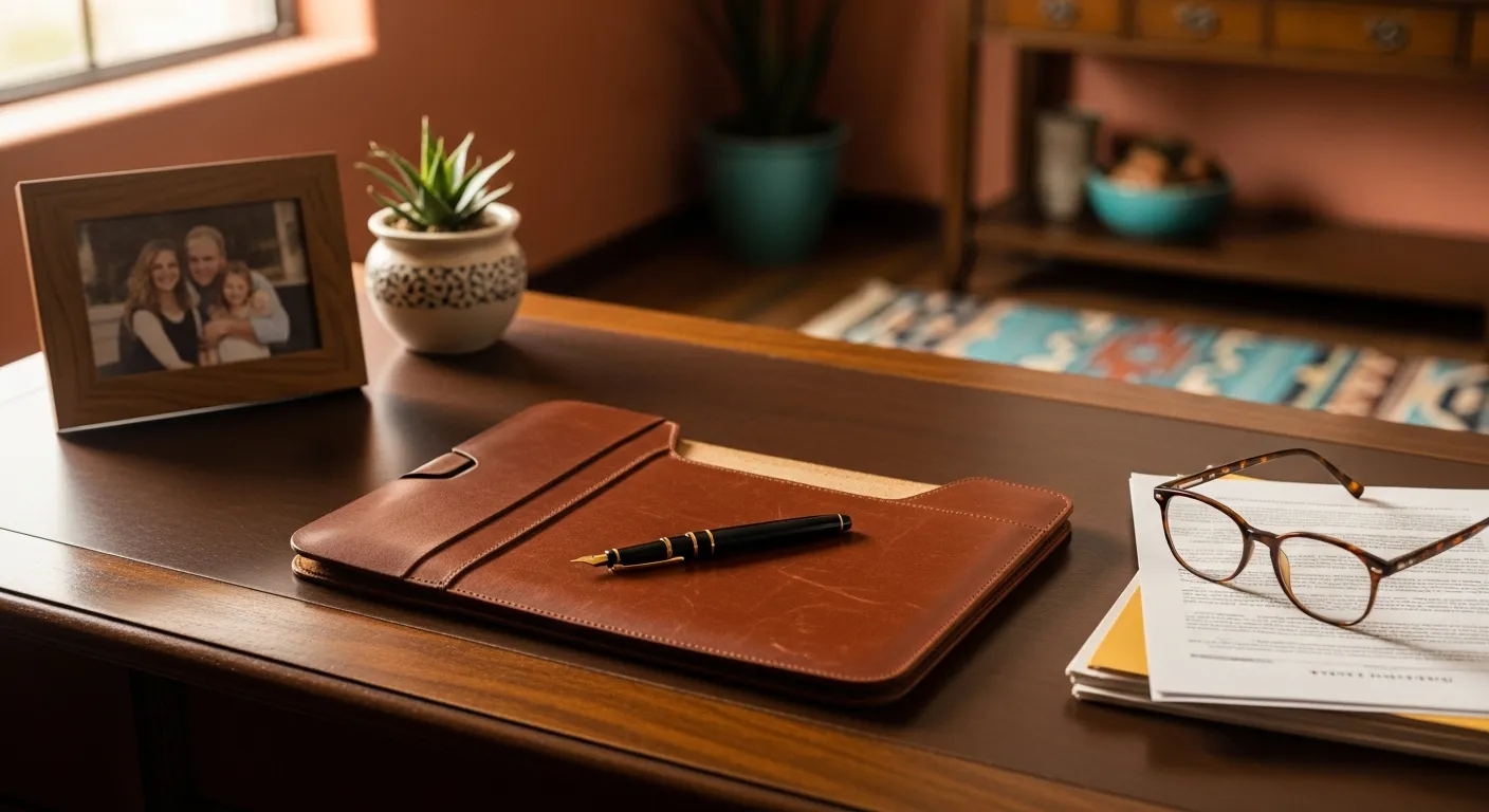 Family law attorney's desk with legal documents in Greenlee County, Arizona