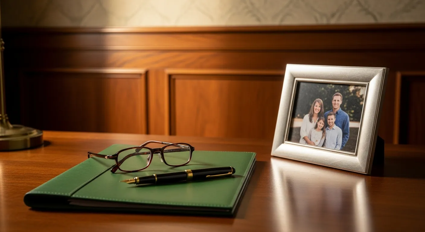 Family law attorney's desk with legal documents in Izard County, Arkansas