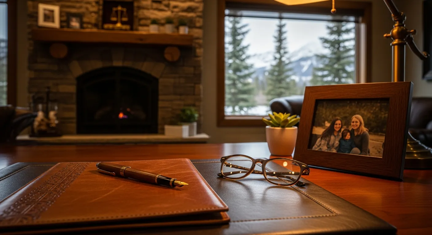 Family law attorney's desk with legal documents in Kit Carson County, Colorado