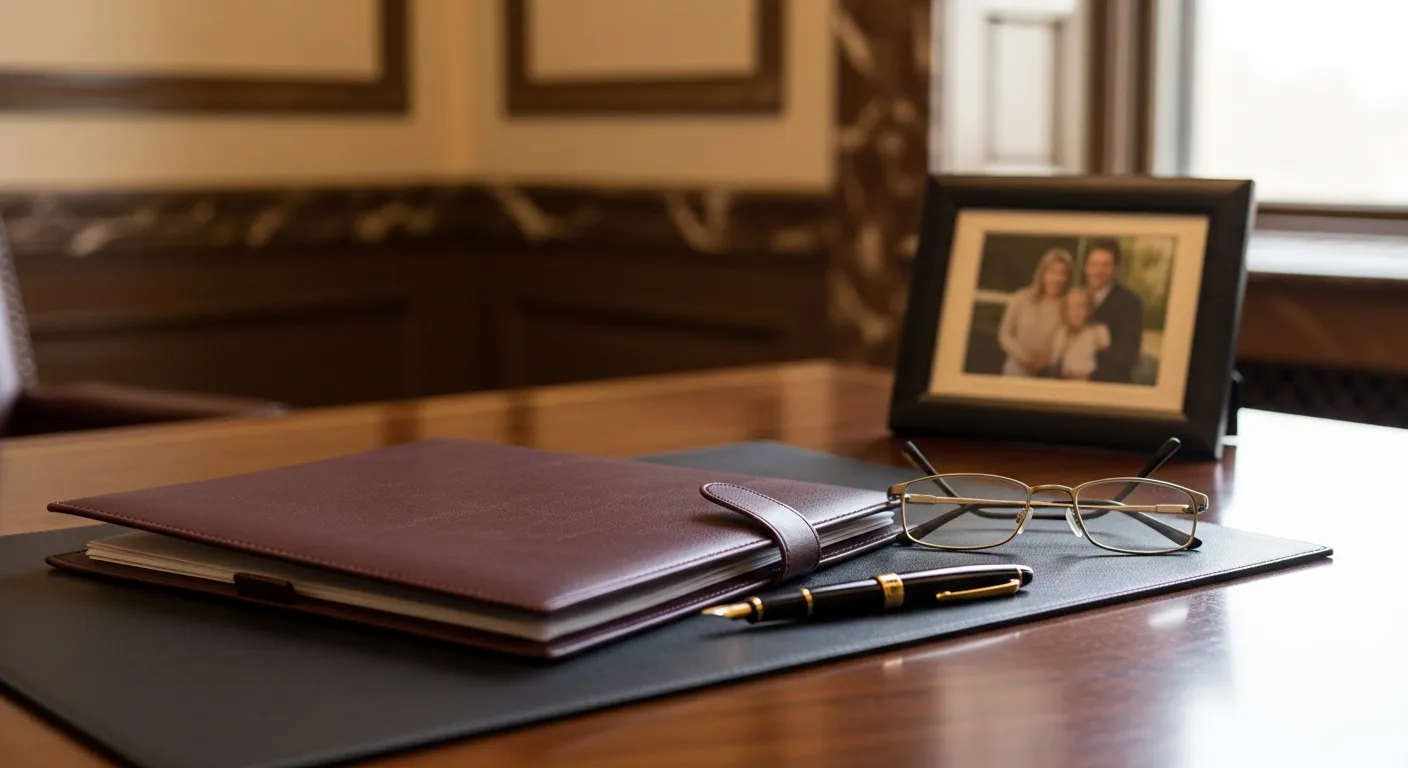 Family law attorney's desk with legal documents in District of Columbia, District of Columbia