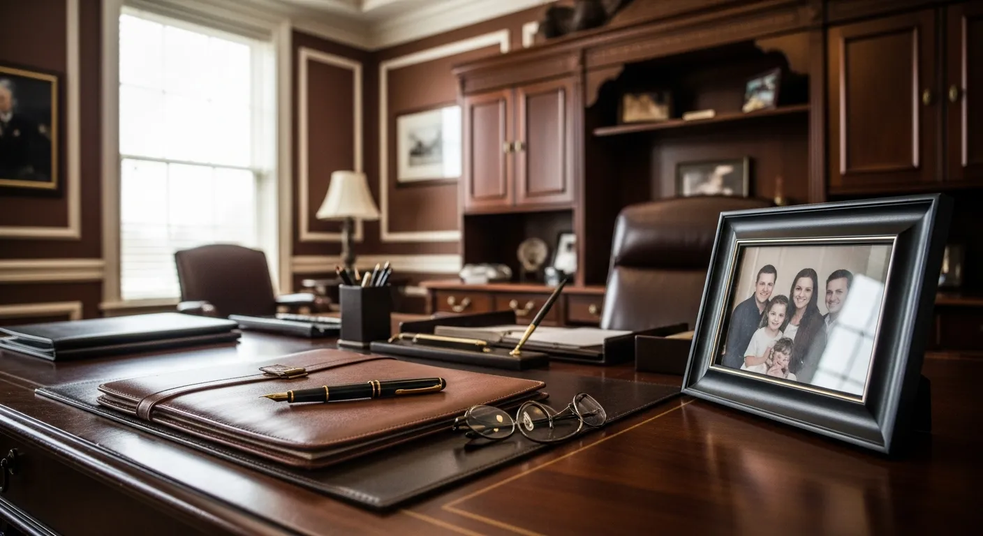 Estate planning attorney's desk with legal files in Appling County, Georgia