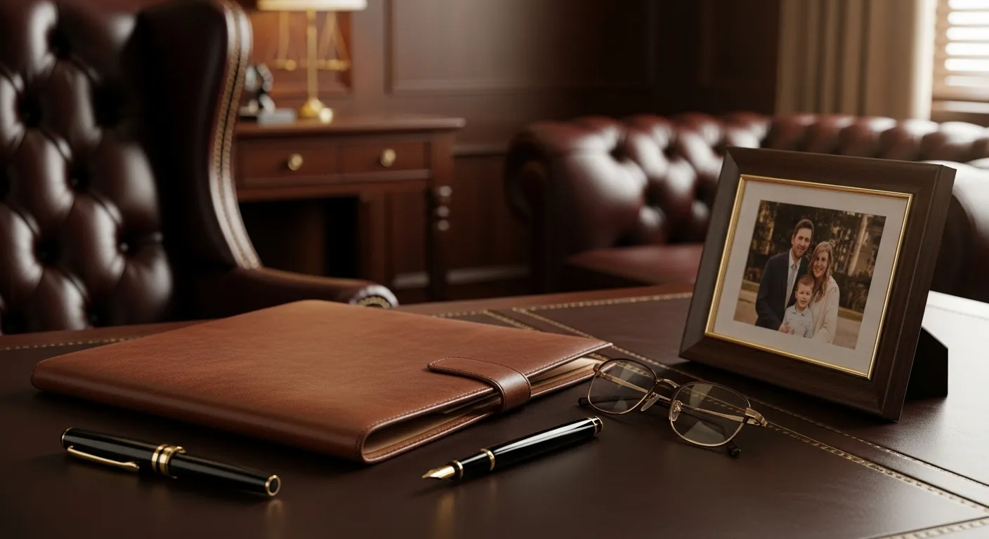 Family law attorney's desk with legal documents in Grayson County, Kentucky