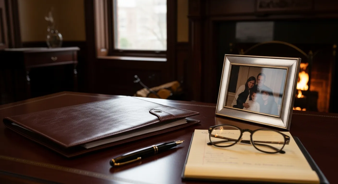 Family law attorney's desk with legal documents in Barnstable County, Massachusetts