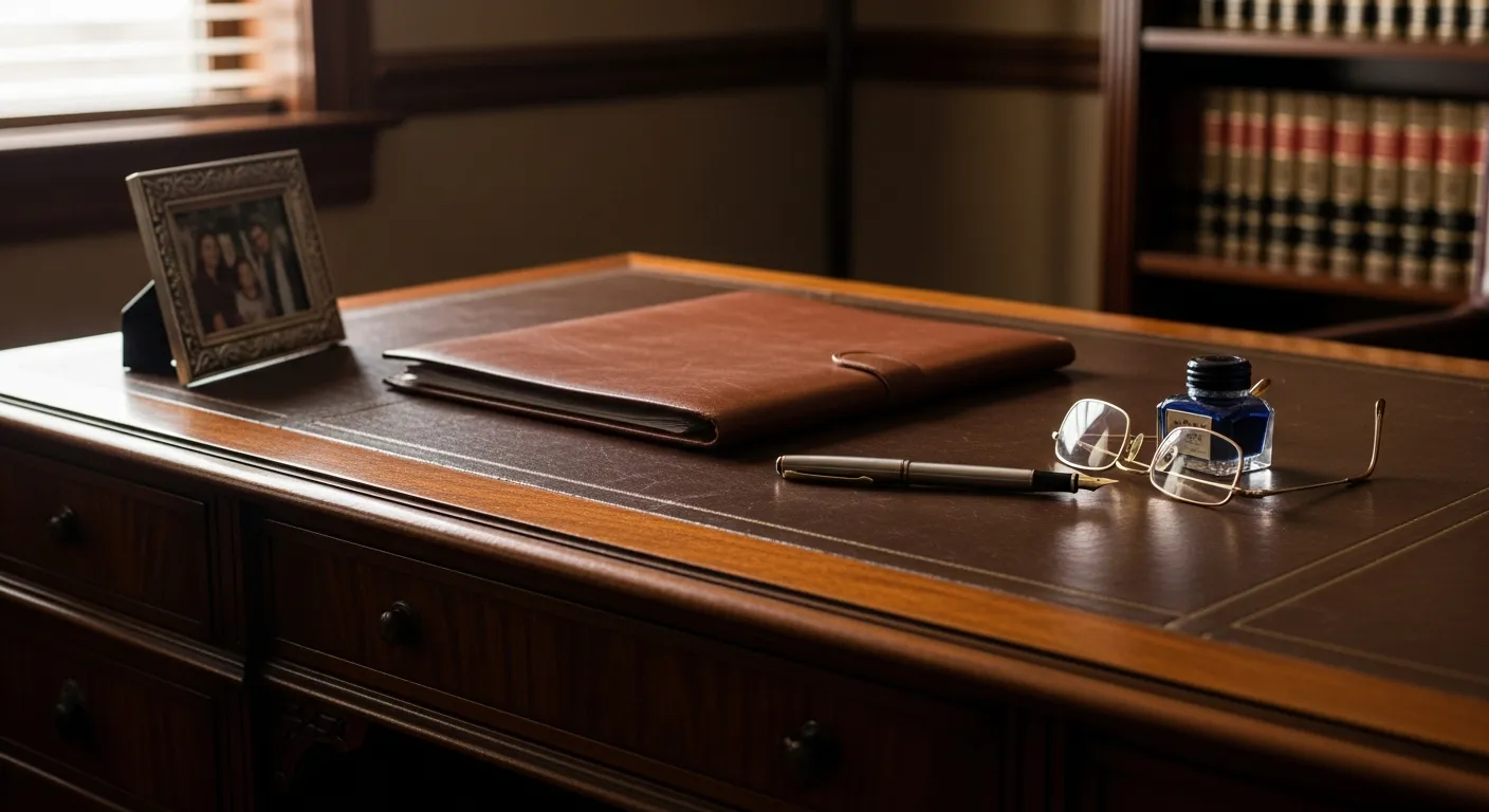 Family law attorney's desk with legal documents in Clay County, Mississippi