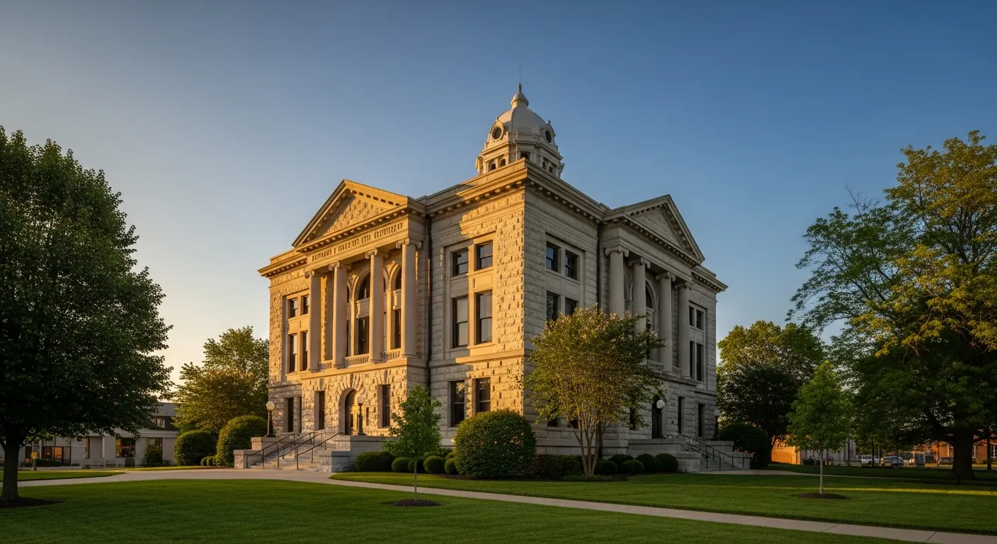 County courthouse where divorce filings are processed in Atchison County, Missouri