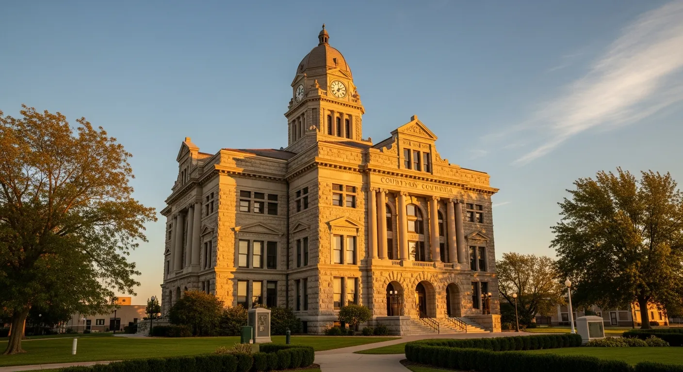 County courthouse where court documents are filed in Frontier County, Nebraska