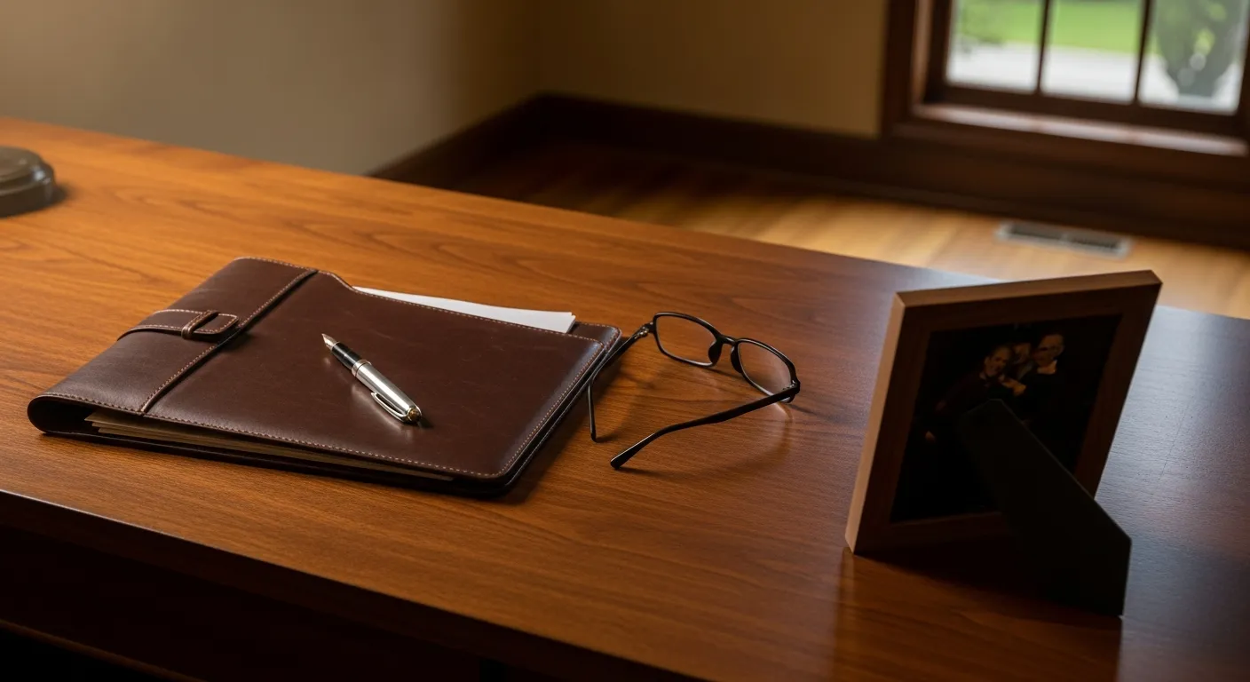 Estate planning attorney's desk with legal files in Avery County, North Carolina