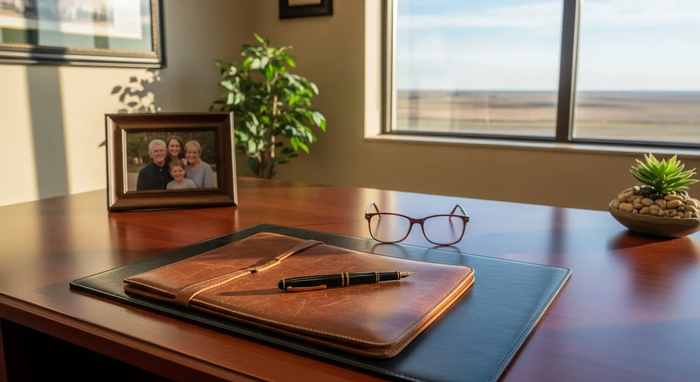 Family law attorney's desk with legal documents in Barnes County, North Dakota