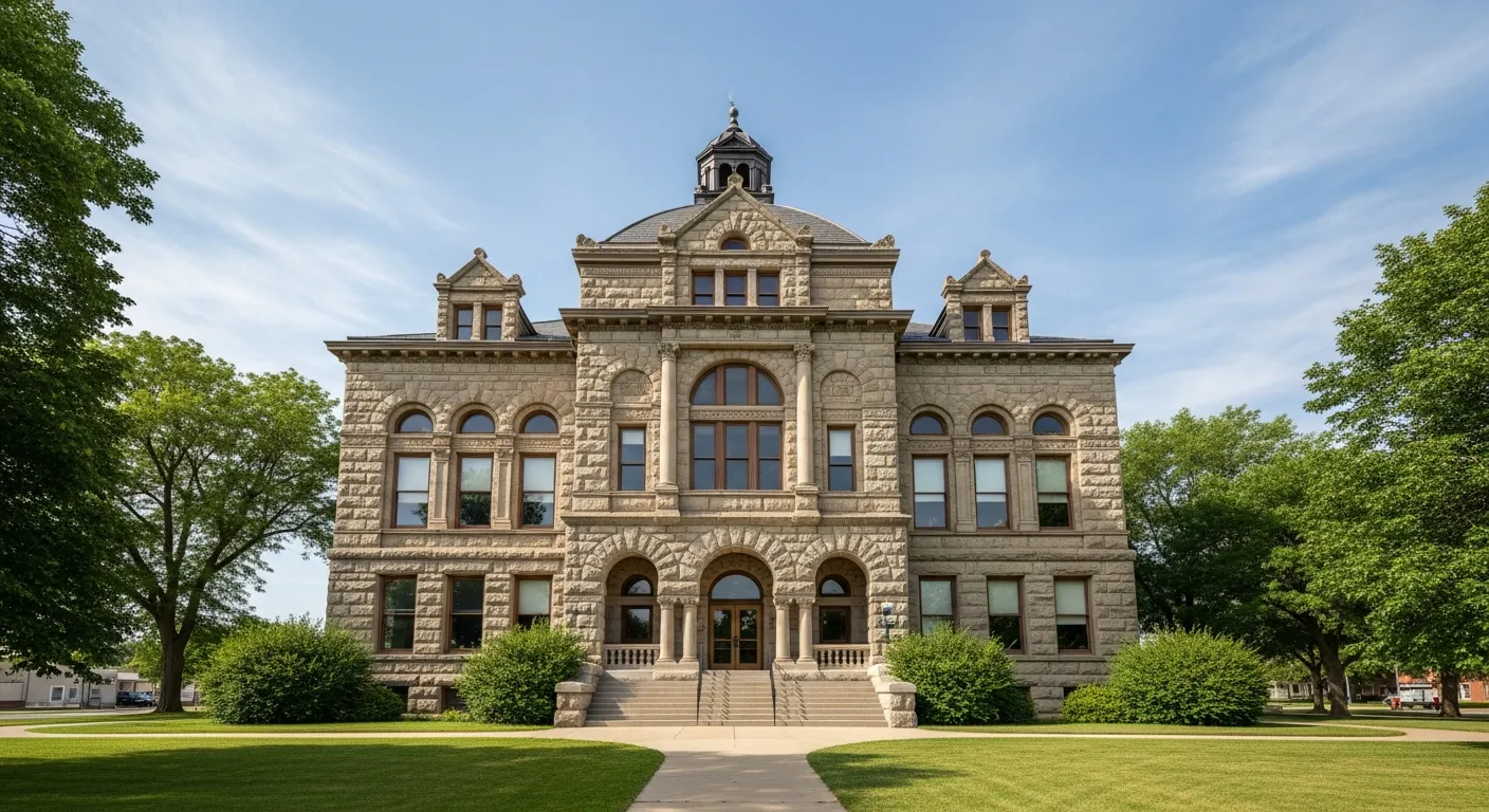 Historic courthouse serving as the divorce filing venue in Bennett County, South Dakota