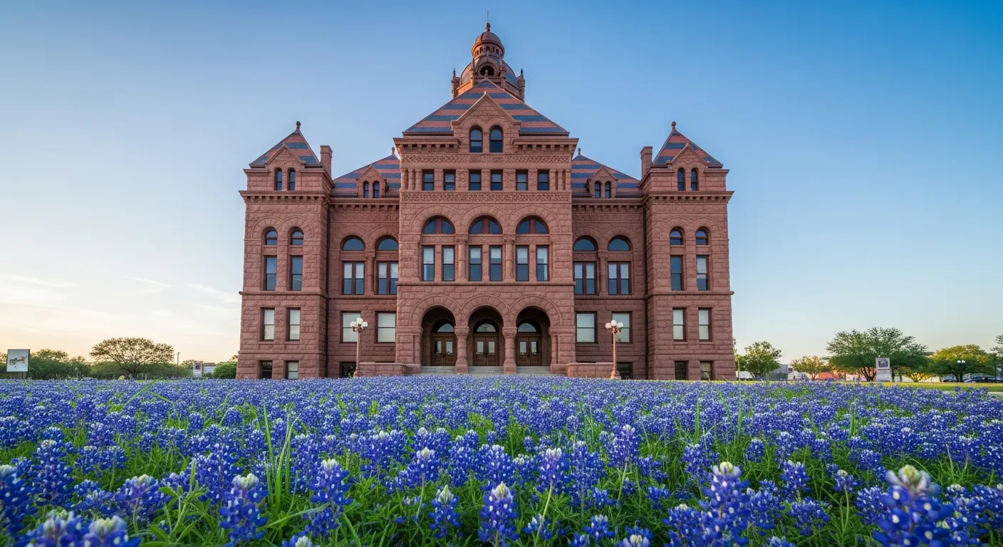 Historic courthouse where filing fees are collected in Andrews County, Texas