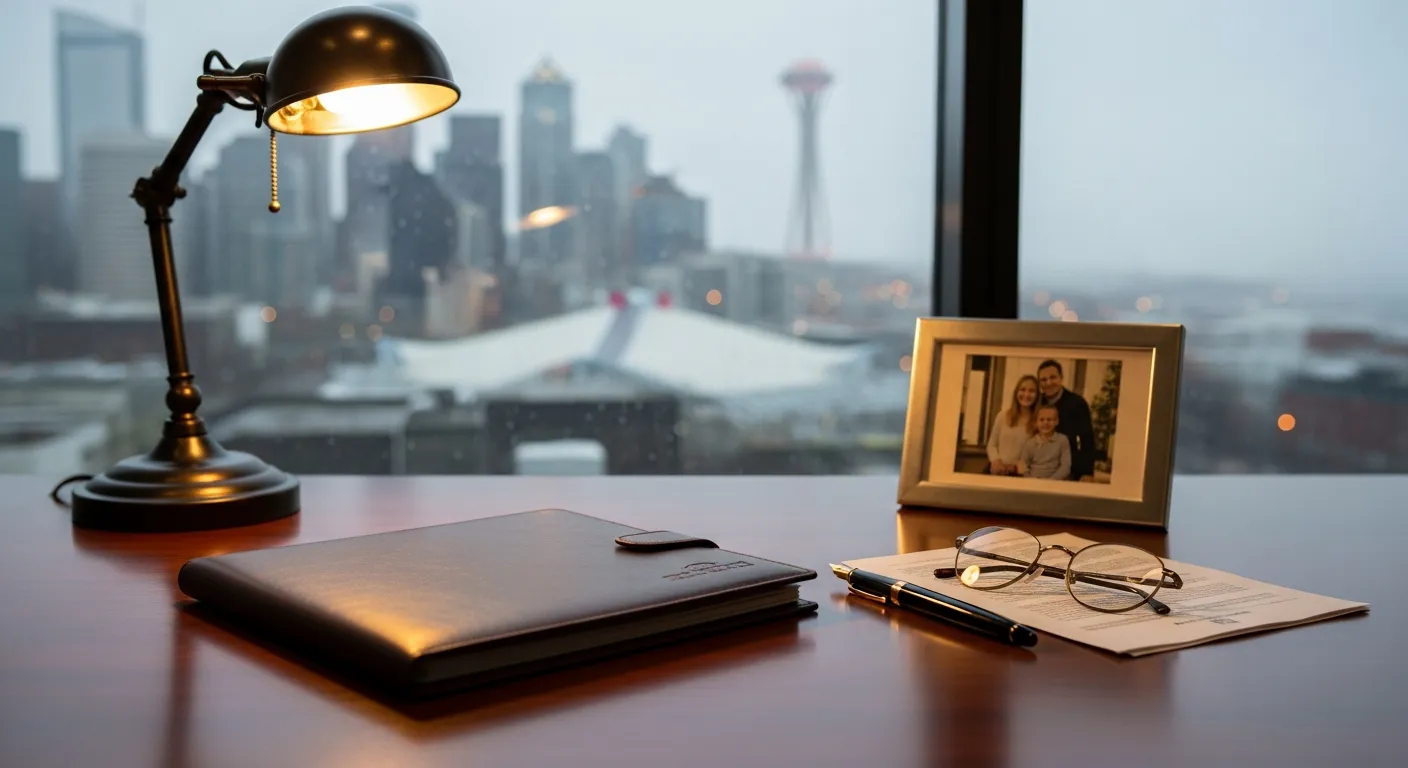 Family law attorney's desk with legal documents in Clark County, Washington