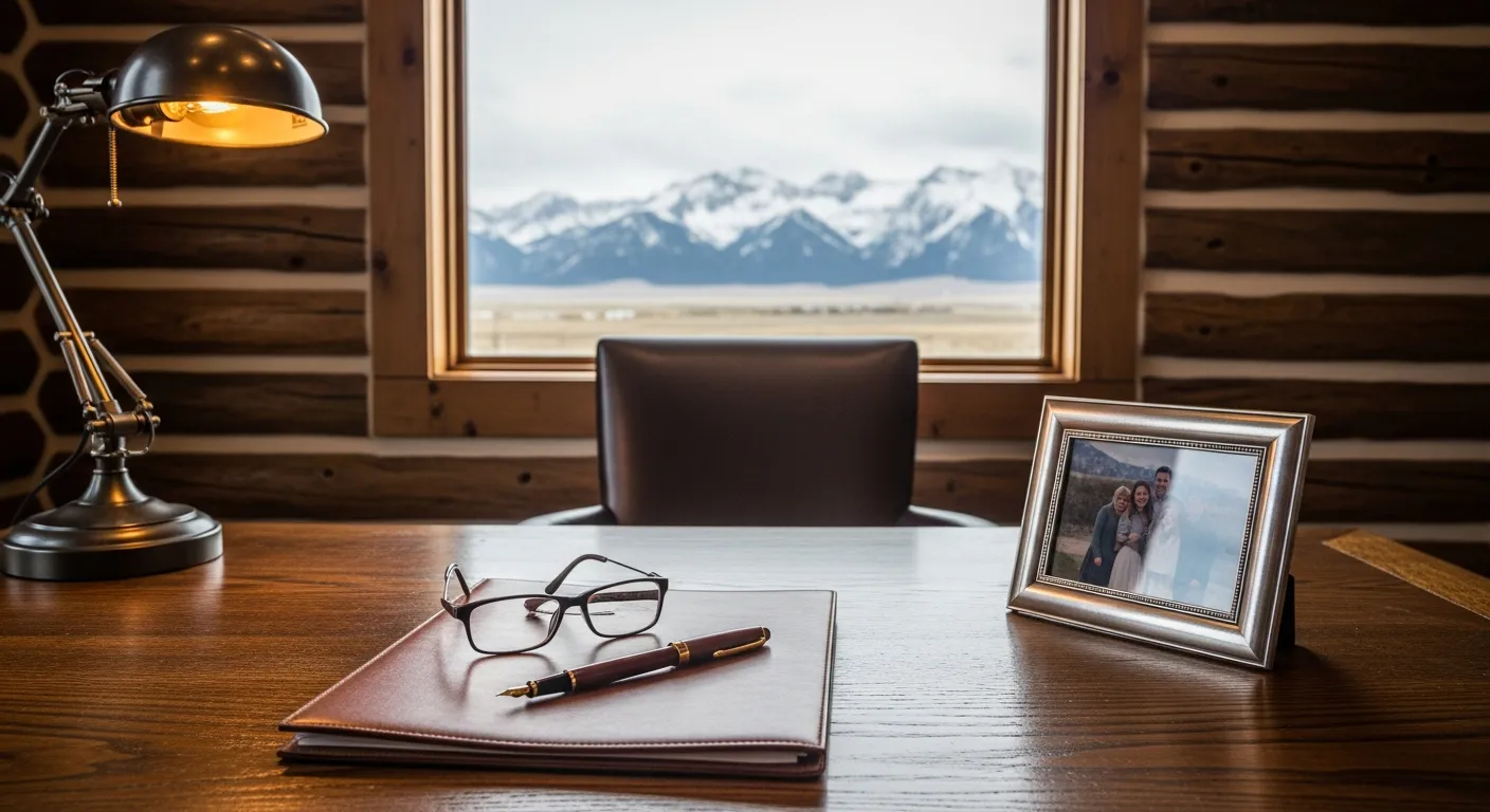 Family law attorney's desk with legal documents in Carbon County, Wyoming